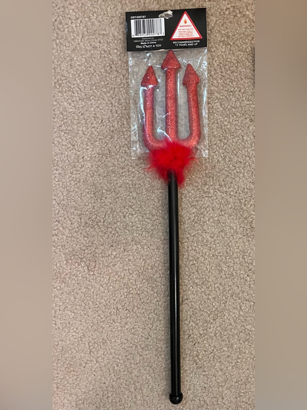 Halloween Devil Pitchfork Costume Prop | Red Glitter Trident Wand | NWT